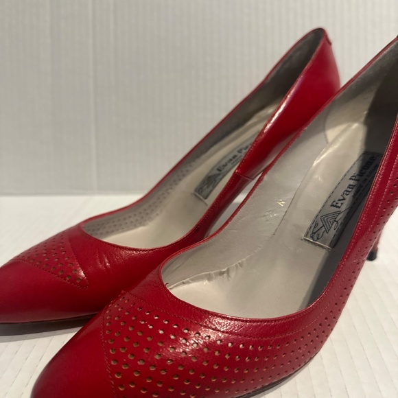 Vintage Evan PICONE shoes 7.5N red heels - Picture 7 of 7